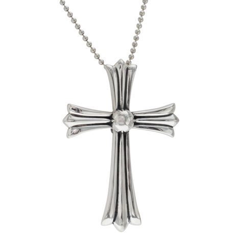 Auth Chrome Hearts 925 Sterling Silver Large Cross Necklace Size 22" »U112