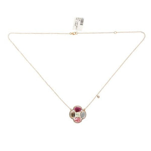 Sliced 6.65 CT Multi Sapphire 0.31 CT Diamonds 14K Gold Flower Necklace 16"-18"