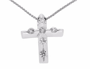 0.75 CT Round Diamonds 14K White Gold Cross Pendant Necklace Size 18" » U46