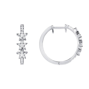 0.38 CT Diamonds in 14K White Gold 20 mm Height Star Hoop Earrings