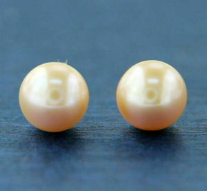14K Solid Gold Peach Freshwater 9.5 mm Pearl Stud Earring » GU113