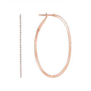 0.86 CT Diamonds in 18K Rose Gold 50 mm Height Hoop Earrings
