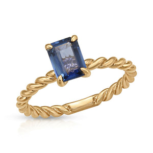 1.03 CT Blue Sapphires 14K Rose Gold Ring Size 6-8