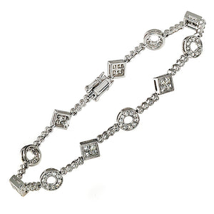 18K White Gold 1.95 CT Multi Shape G VS1 Diamond Link Bracelet 7" »BL128