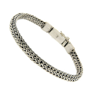 Unisex 925 Sterling Silver Bali Tula Woven 6 mm Bracelet Size 7.5"-8"-8.5"