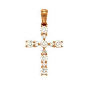 0.42 CT VS Diamonds 18K Rose Gold Cross Pendant Charm »U512
