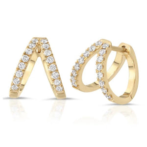 0.38 CT Diamonds in 14K White Gold 10.5 Height Hoop Earrings