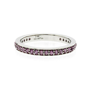 0.40 CT Natural Pink Sapphire14K White Gold Band Ring