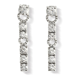 Fine 18K White Gold 7.29 Ct Natural Diamonds 26mm Dangle Earrings