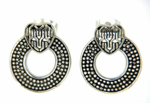 925 Sterling Silver Bali Gothic Heart Circle of Life Earring»E121