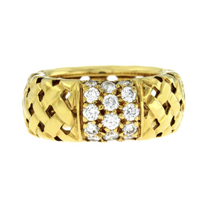 Auth Tiffany & Co. 18 Karat Yellow Gold 0.55 Carat Diamonds Braided Band Ring