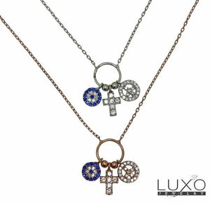 ¦Women's Sterling Silver Peace Evil Eye Cross Pendants Necklace 16" to 18" »P521