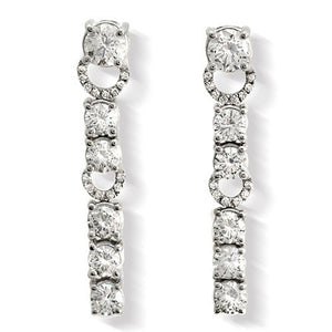 2.89 CT Diamonds 18K White Gold Drop Earrings