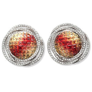 18K White Gold 1.04 CT Diamonds & 8.51 CT Multi Sapphire Round Earring »E3133