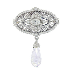 Auth Judith Ripka 925 Sterling Silver CZ and Crystal Pin Brooch »U45