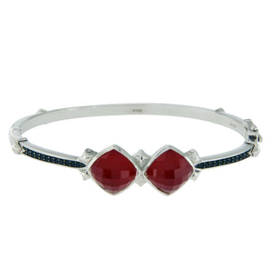 Stephen Webster 925 Silver Red Coral & Black Sapphire Haze Bracelet 6.5" $850