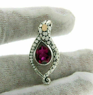 925 Sterling Silver & 18 K Gold Pebble Bali Tourmaline Pendant»P119