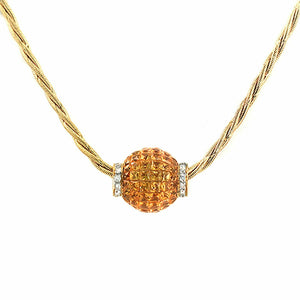 Invisible Set 8.50 Yellow Sapphire 0.18 CT Diamonds 14K Yellow Gold Necklace 16"