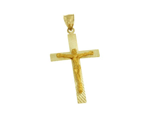 Solid 14k Gold Jesus Crucifix 47 mm Height Diamond Cut Cross Pendant »G110
