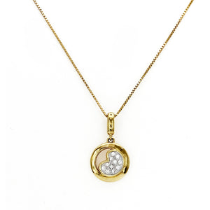 PIERO MILANO 18K Yellow Gold 0.06 CT Diamond Heart Necklace Size 16"