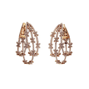 3.10 CT Diamonds in 14K Rose Gold 37.4 mm Height Snowflake Hoop Earrings