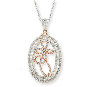 Fancy 18K Gold 1.94 CT Diamond Art Pendant 14K Gold Chain Necklace Size 16"»N123