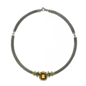 Auth David Yurman 925 Silver 14K Gold Amethyst Citrine Choker Albion Necklace16"