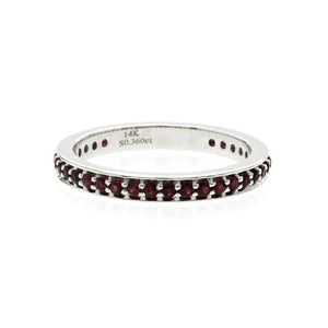 0.36 CT Natural Ruby14K White Gold Band Ring
