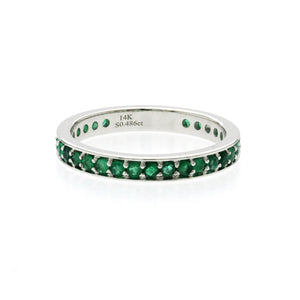 0.48 CT Natural Emerald14K White Gold Band Ring