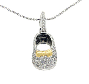0.35 CT Diamonds 18K Gold Shoe Pendant 14K Gold Chain Necklace Size 18" »N121