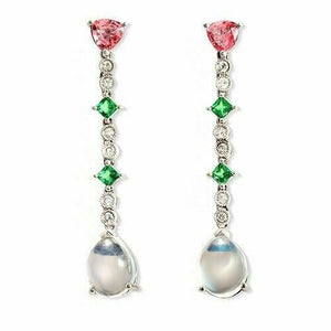 18K Gold 0.24 CT Diamonds & 6.05 CT Multi Stones Drop Earring »BL124