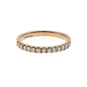 0.33 CT Natural Diamond 14K Rose Gold Wedding Band Ring Size 6