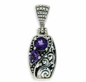 ¦Solid Sterling Silver Cut Out Cluster Amethyst Pendant FREE SHIPPING» P44