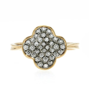 PIERO MILANO 18K Rose Gold 0.37 CT Diamonds Four Leaf Clover Ring Size 6.5