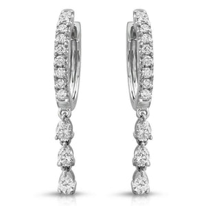 Fine 18K White Gold 0.99 Ct Natural Diamonds Drop Dangle Earrings