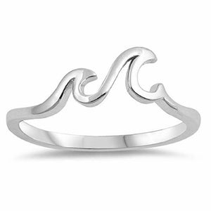 Women's 925 Sterling Silver Waves Ocean Sea Band Ring Size 3-12