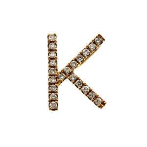18K Yellow Gold Diamond Initial "K" Letter Pendant Charm