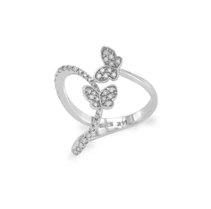 EFFY 14K White Gold Diamond Butterfly Ring Size 7.5 »U418