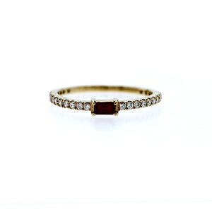 14K Yellow Gold 0.24 CT Diamond & 0.12 CT Ruby Ring Band Size 6