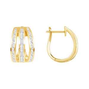 2.49 CT Diamonds 14K Yellow Gold Huggies Earrings
