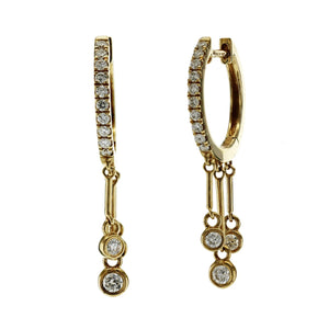 0.40 CT Natural Diamond 14K Yellow Gold Drop Earrings