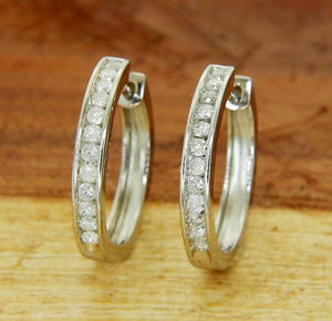 925 Sterling Silver 0.50 CT Diamond Hoop Earring»E220