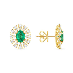 1.52 CT Colombian Emerald & 0.75 CT Diamonds 14K White Gold 13 mm Stud Earrings