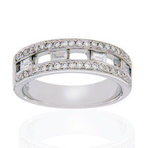 18K White Gold 0.67 Ct Diamonds Bridal Wedding Band Ring Size 6.5 »NP17