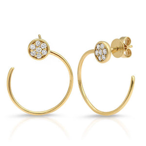 0.26 CT Diamonds in 14K Yellow Gold 21 mm Height Hoop Wire Earrings