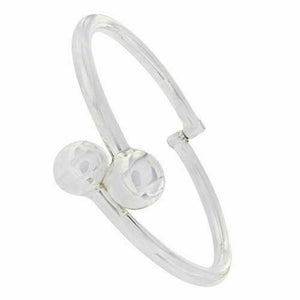 Women's 925 Sterling Silver Twisted Balls Bangle Bracelet Adjustable 6.5" - 8"