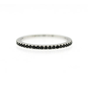0.17 CT Natural Black Diamond14K White Gold Band Ring Size 6