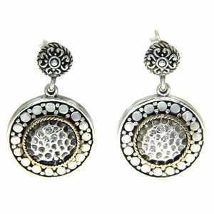 925 Sterling Silver and 14 k Gold Round Bali Earring » E21