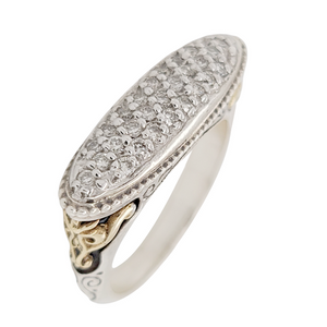 KONSTANTINO EROS 925 Sterling Silver & 18K Gold Pave Diamond Filigree Ring