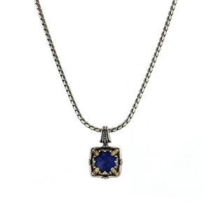 KONSTANTINO Sterling Silver 18K Gold Gem K Sodalite Doublet Pendant Necklace 18"